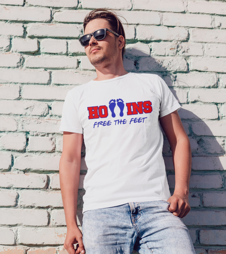 Hollins Free The Feet With Red And Blue Footprints T-Shirt