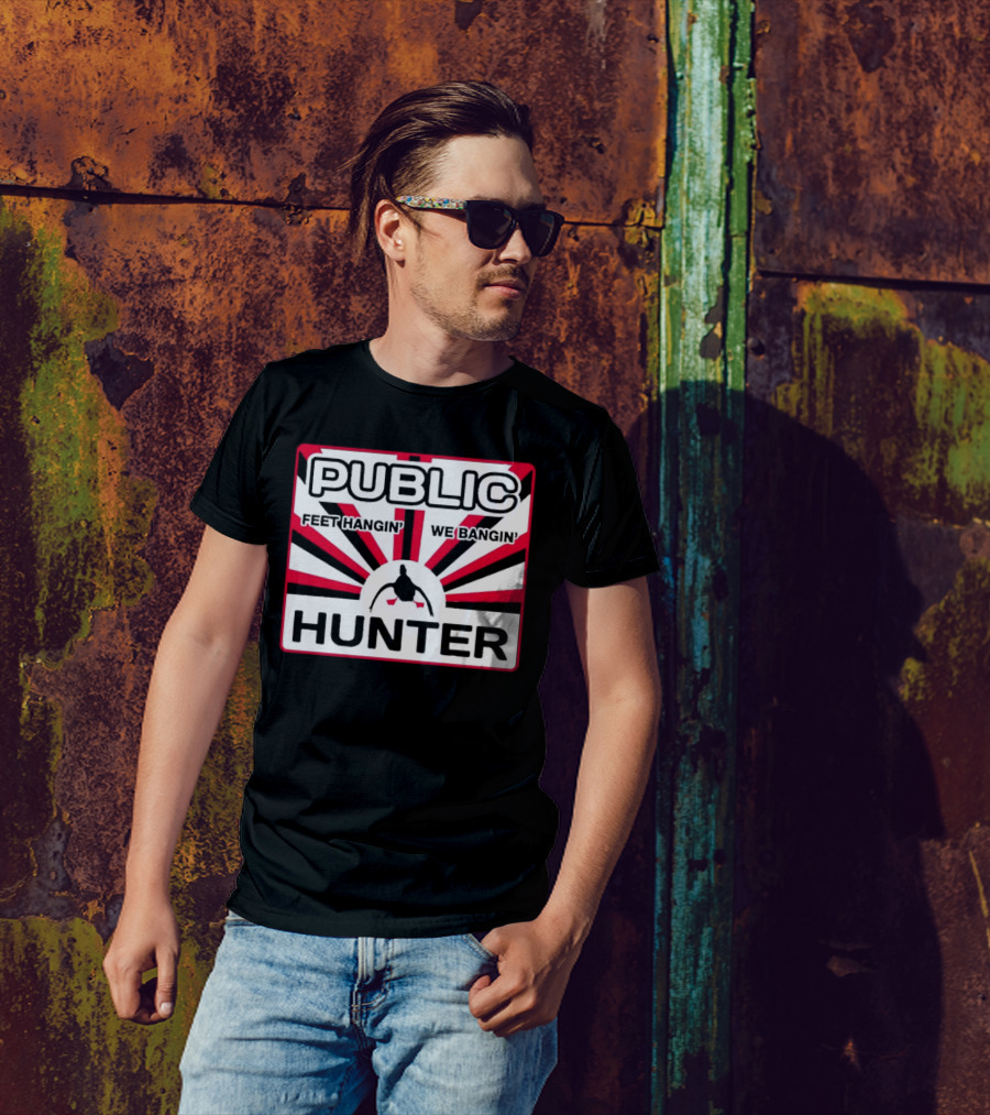 Public Hunter Feet Hangin' We Bangin' Retro Sunburst T-Shirt