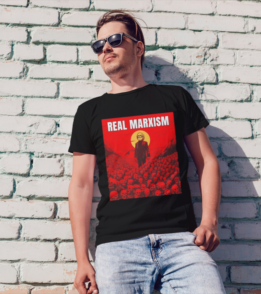 Karl Marx Real Marxism Surrounded By Skulls T-Shirt