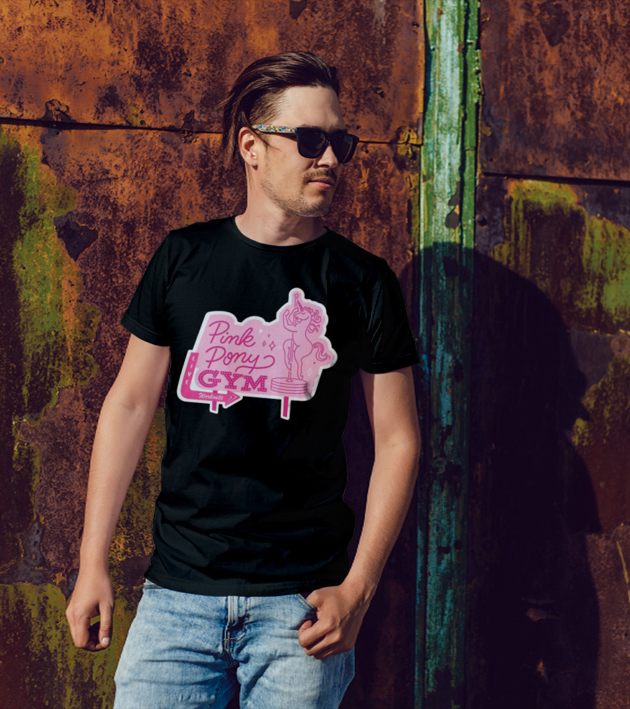 Pink Pony Gym Live Workouts Unicorn Pole Fitness T-Shirt