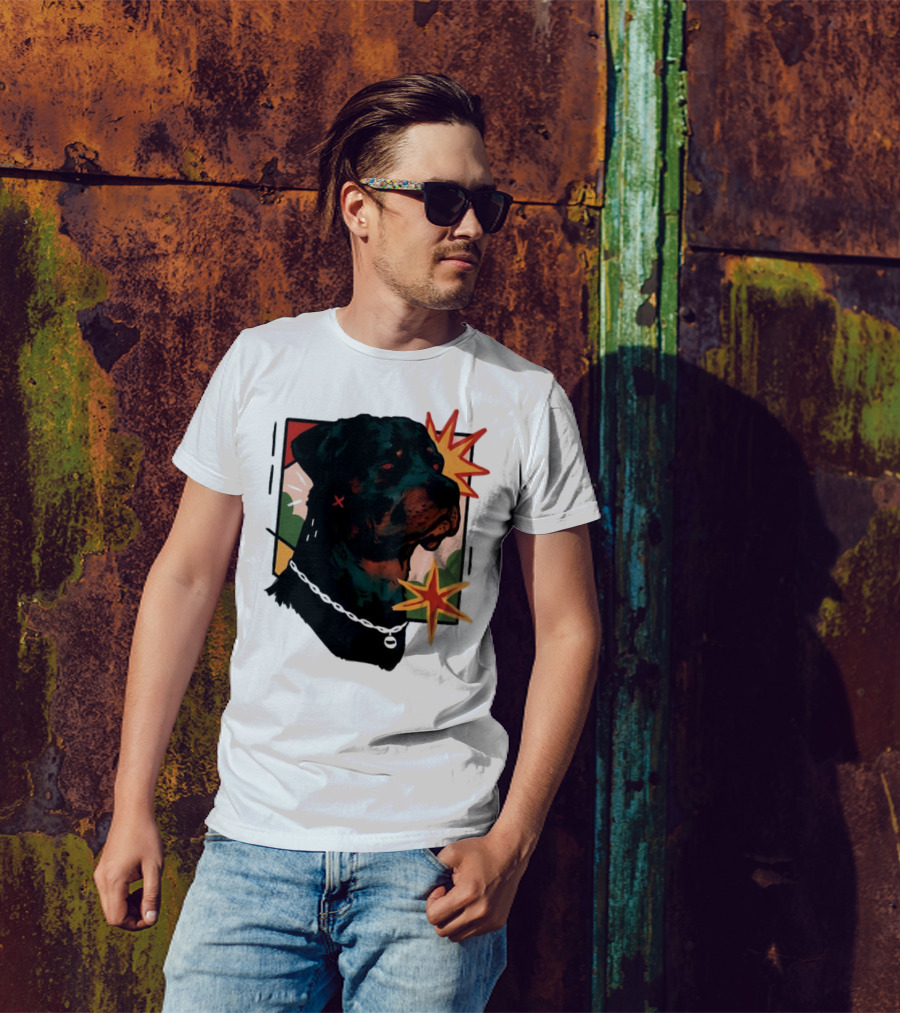 Rottweiler Pop Art Style With Starburst Elements T-Shirt