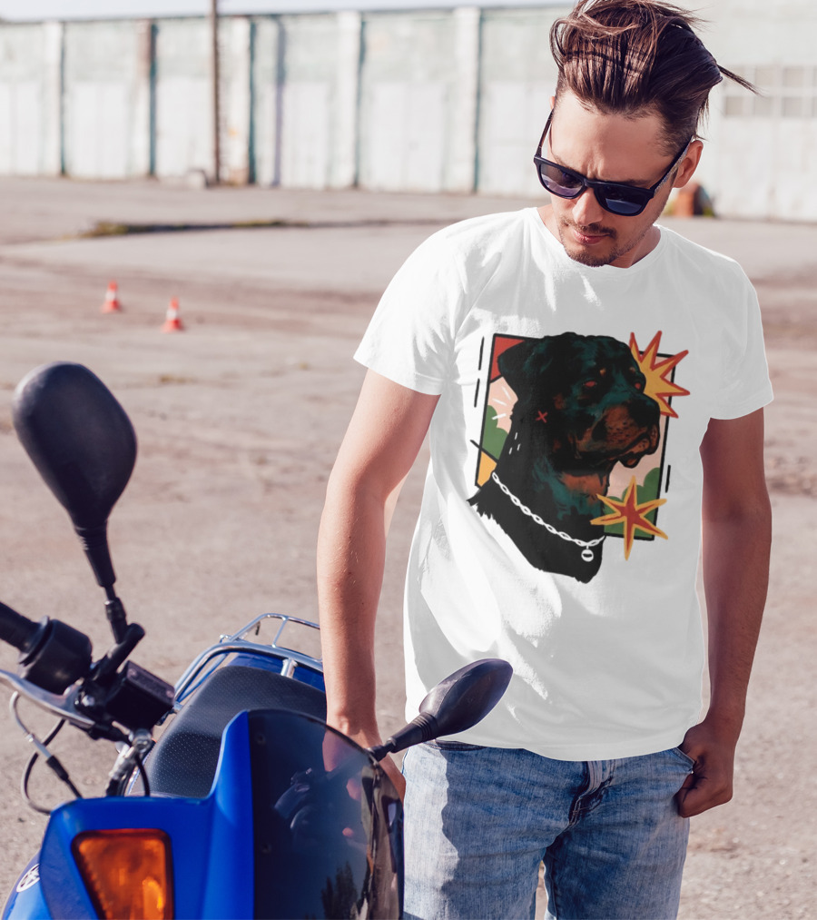 Rottweiler Pop Art Style With Starburst Elements T-Shirt