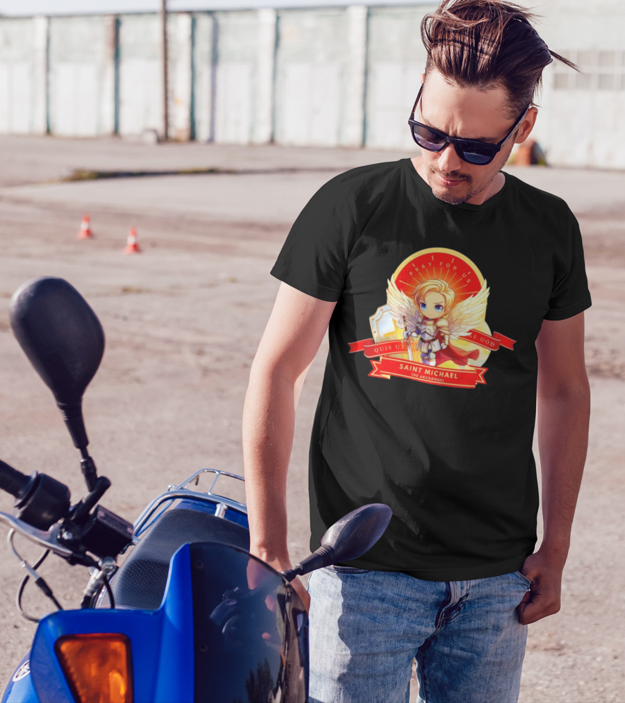 Saint Michael The Archangel Pray For Us Quis Ut Deus Cartoon T-Shirt