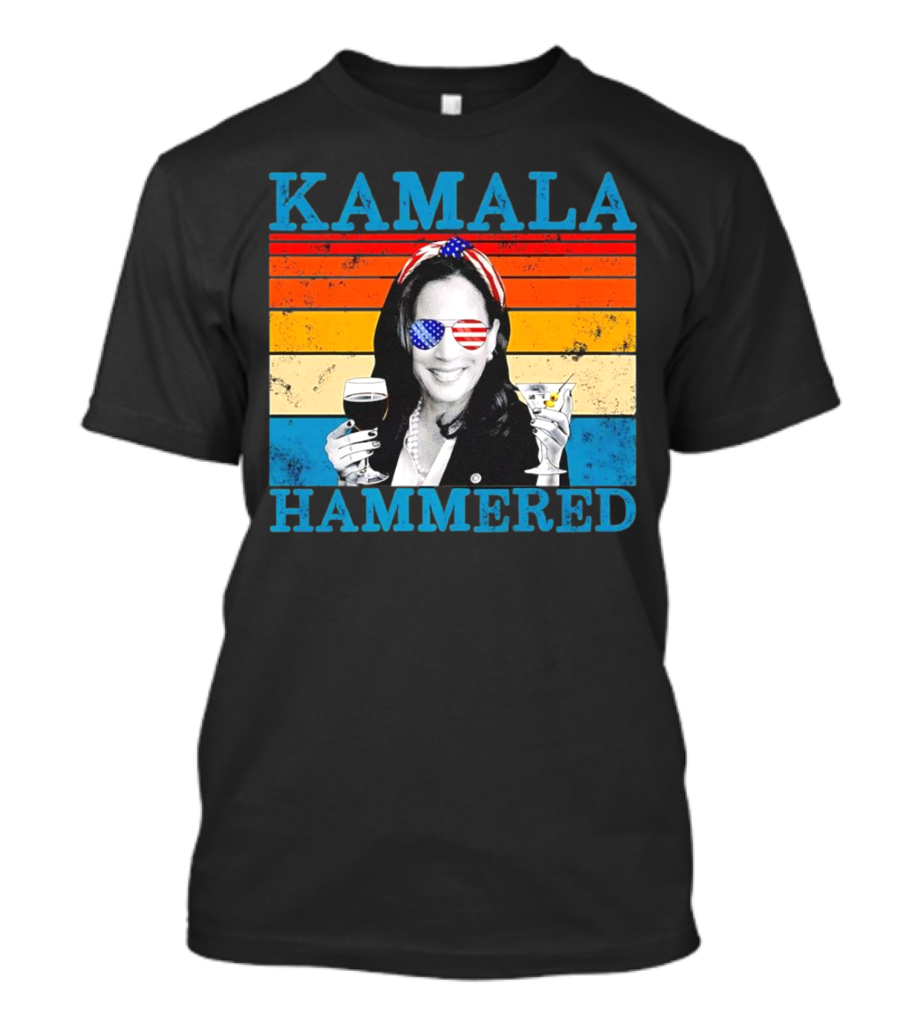 Kamala Hammered Vintage Beer Cocktail American Flag T-Shirt