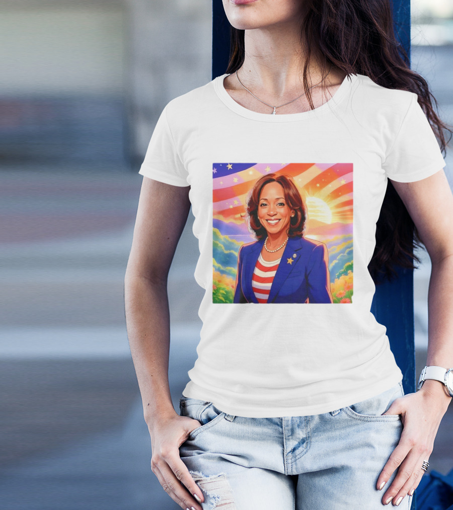 Kamala Harris Gorgeous It's Morning In America Sunburst Flag Scene T-Shirt