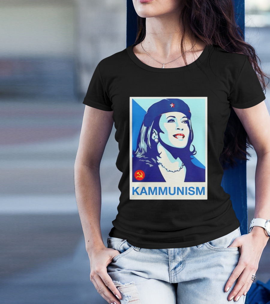 Kamala Harris Kammunism 2024 Iconic Revolution Style With Red Star Beret And Socialist T-Shirt
