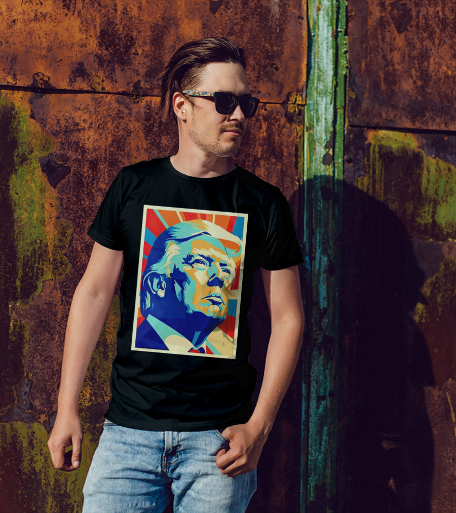 Donald Trump Poster Style Pop Art Red Blue Orange T-Shirt