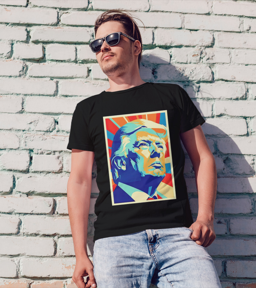 Donald Trump Poster Style Pop Art Red Blue Orange T-Shirt