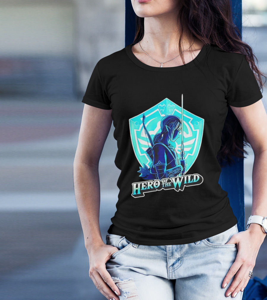 Hero Of The Wild Legend Of Zelda Link Blue Sword And Shield T-Shirt
