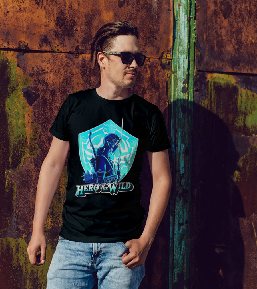 Hero Of The Wild Legend Of Zelda Link Blue Sword And Shield T-Shirt