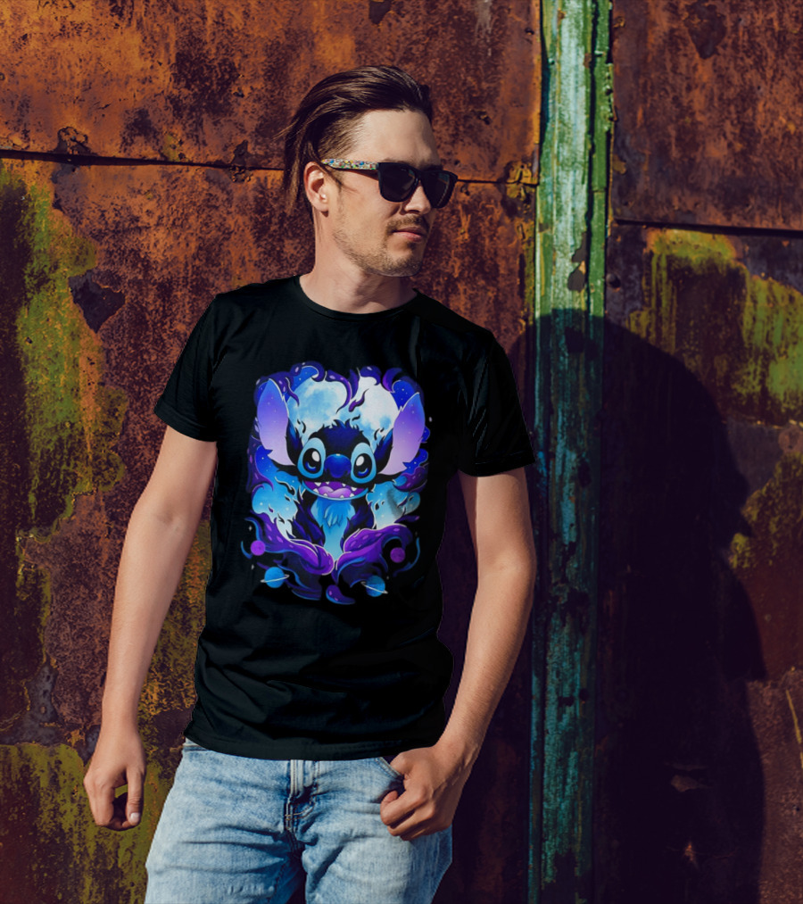 Stitch Experiment 626 Cosmic Darkness Cartoon T-Shirt