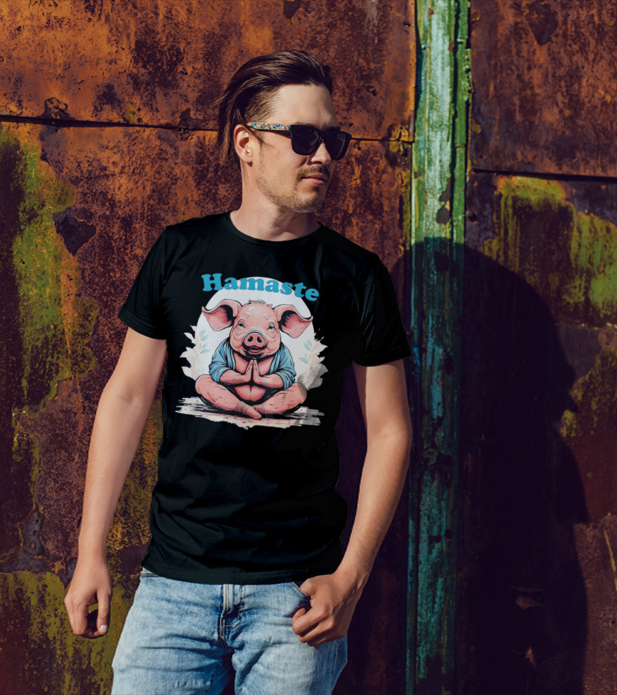 Hamaste Schwein Yoga Namaste Nationaler Humor T-Shirt