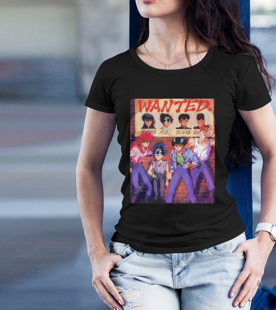 Yu Yu Hakusho 1992 Wanted Kurama Hiei Yusuke Kuwabara T-Shirt