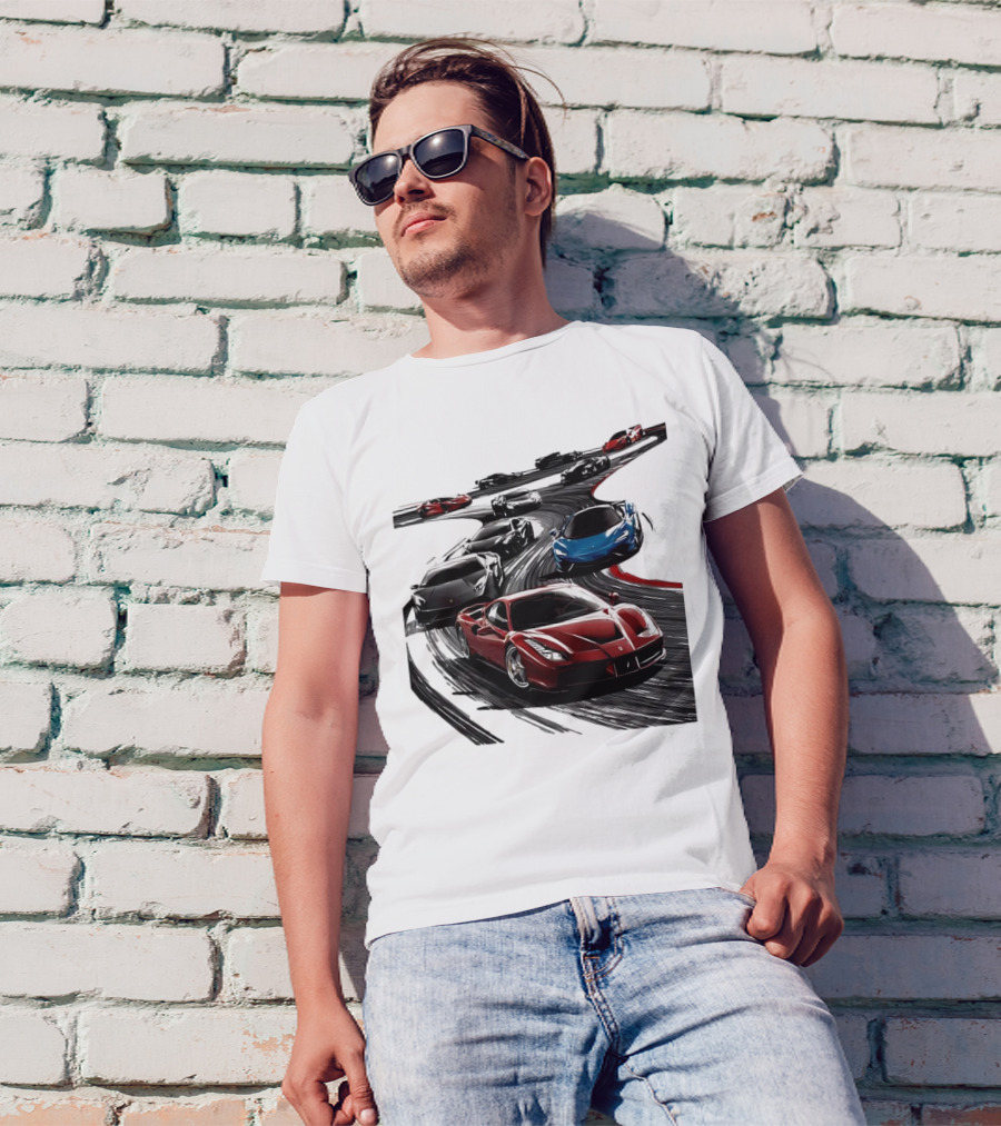 Furious Speed Race Cars Ferrari Lamborghini McLaren Track Racing T-Shirt
