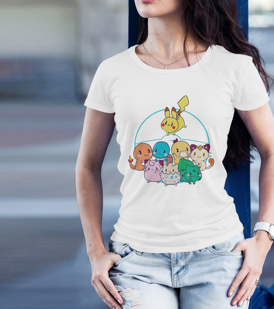 Kawaii Pokes Pikachu Bulbasaur Charmander Squirtle Cuties T-Shirt