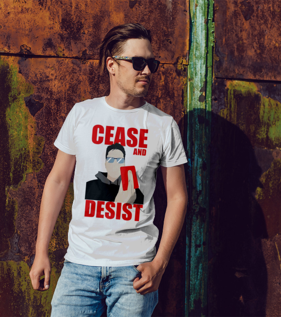 CEASE AND DESIST Red Card Warning T-Shirt