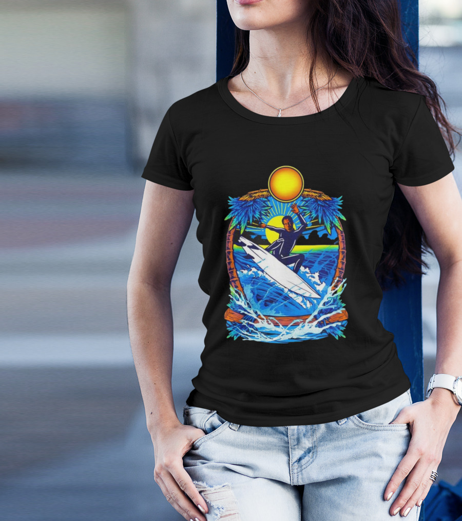 Chill With Water Surfing Under The Sun And Palm Trees T-Shirt