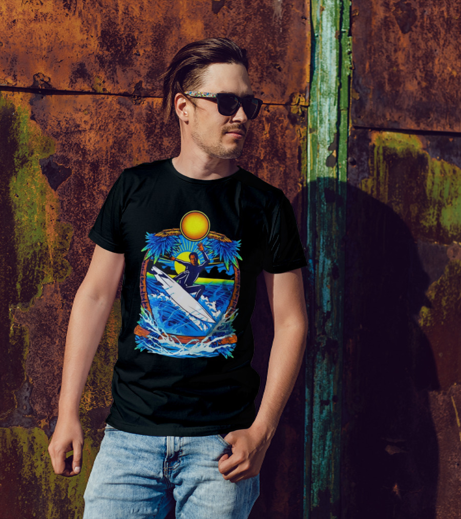 Chill With Water Surfing Under The Sun And Palm Trees T-Shirt