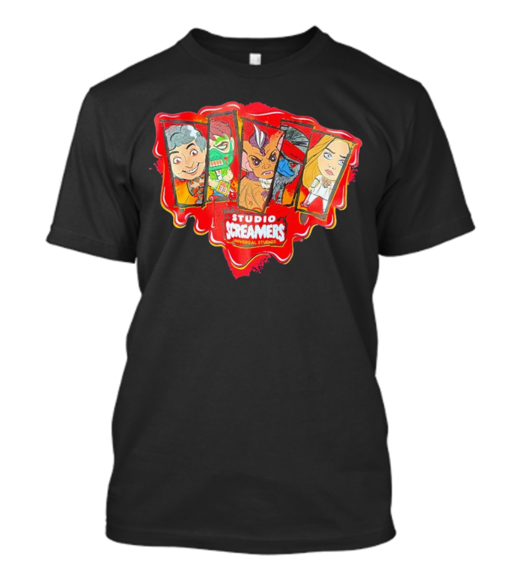 Halloween Horror Nights 2024 Studio Screamers Universal Studios Chibi Characters T-Shirt