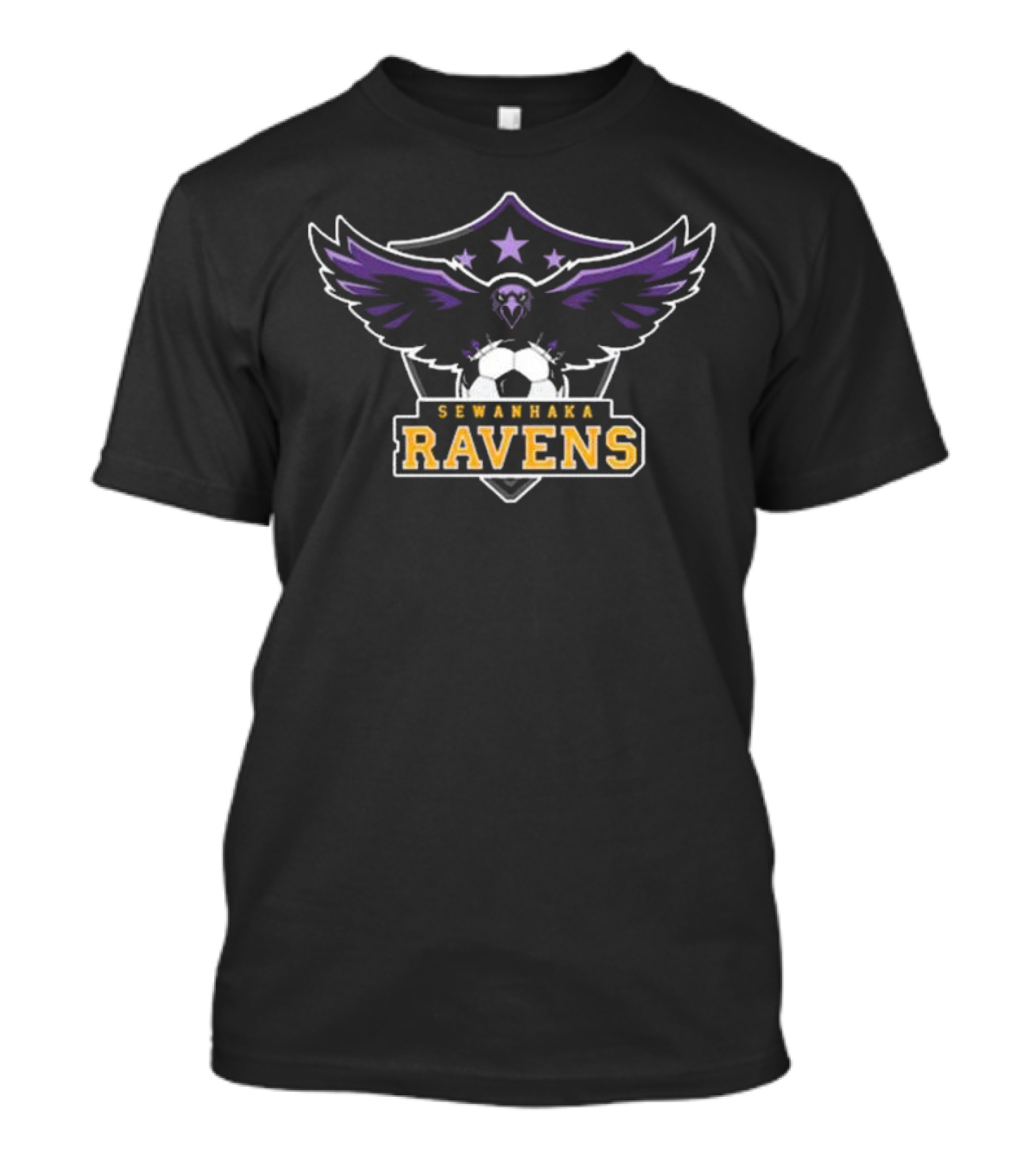 Sewanhaka Ravens Soccer 2024 Shield Crest With Raven And Soccer Ball T-Shirt