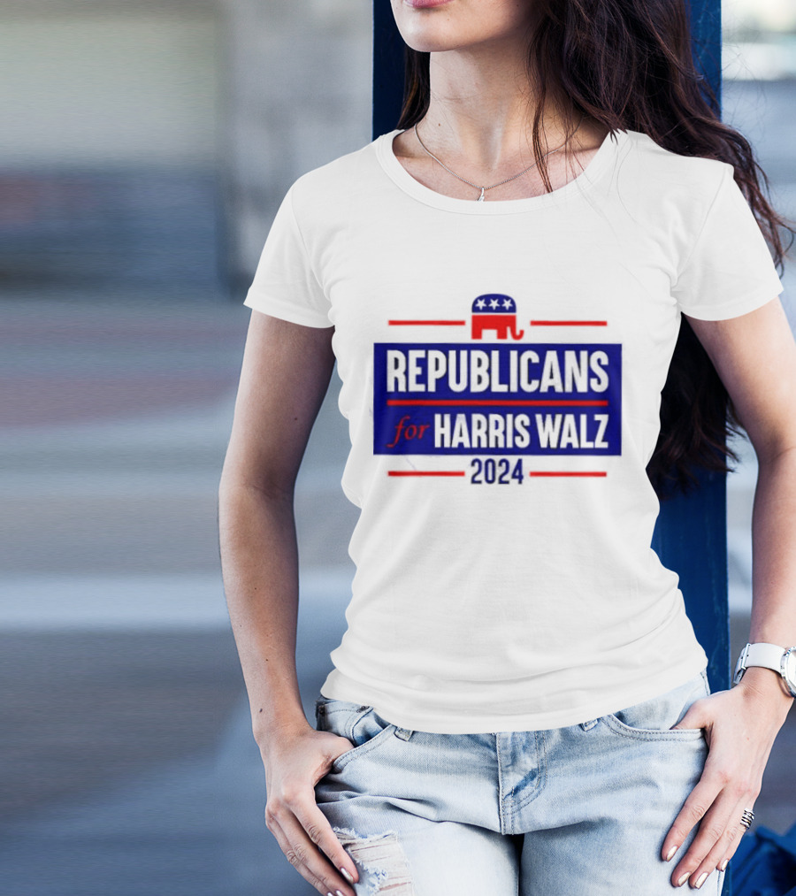 Republicans For Harris Walz 2024 Elephant T-Shirt