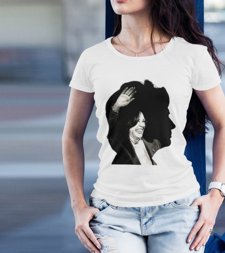 Kamala Harris Overlaid With Hillary Clinton Silhouette Image T-Shirt
