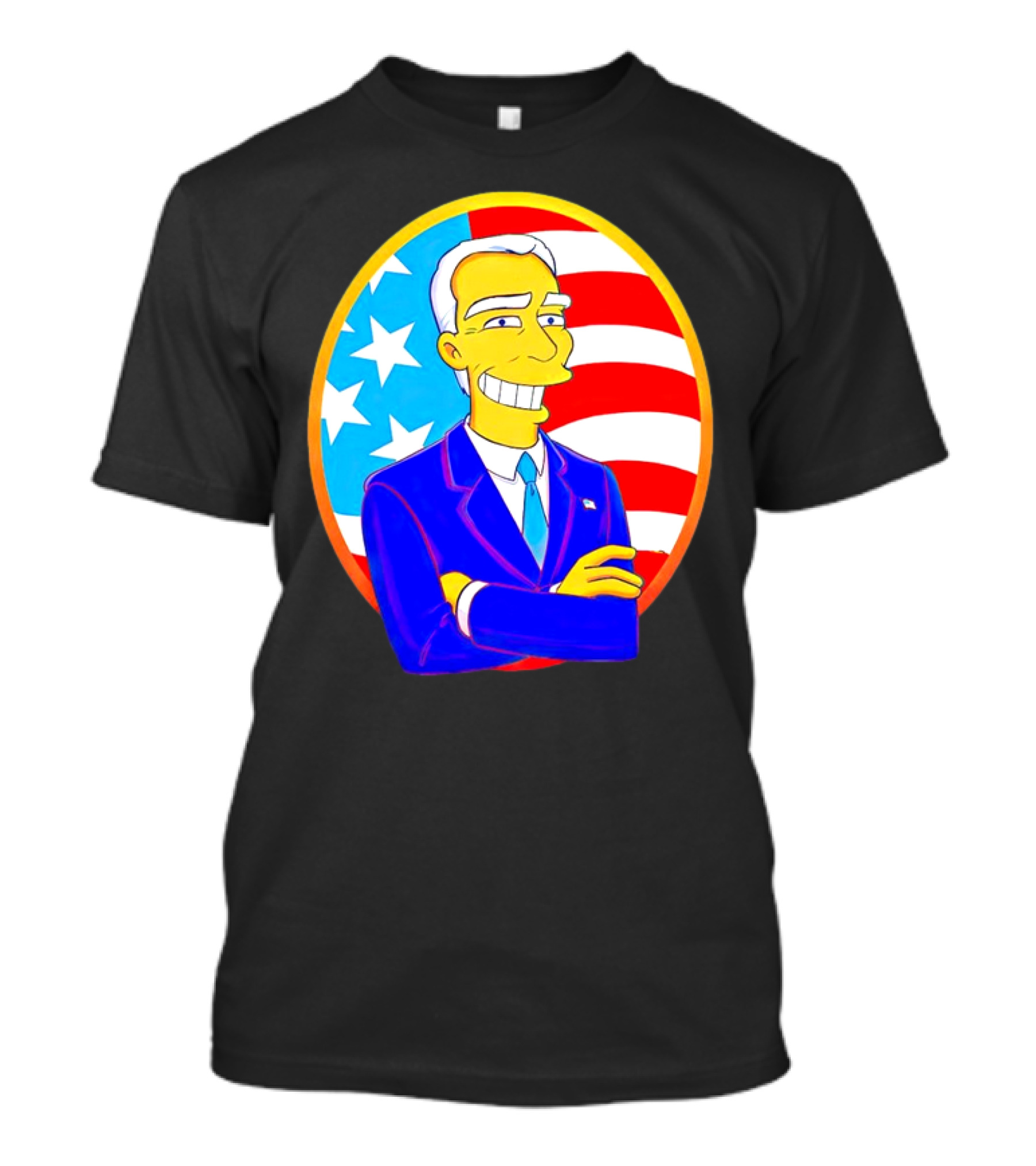 Joe Biden Simpsons Cartoon USA Flag T-Shirt