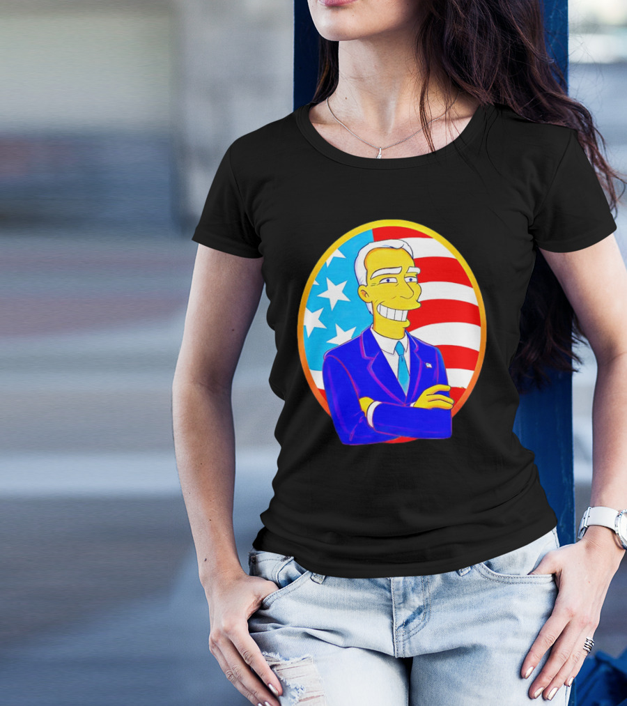 Joe Biden Simpsons Cartoon USA Flag T-Shirt