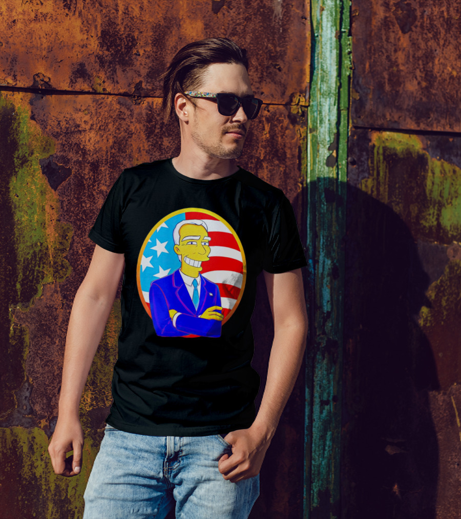 Joe Biden Simpsons Cartoon USA Flag T-Shirt