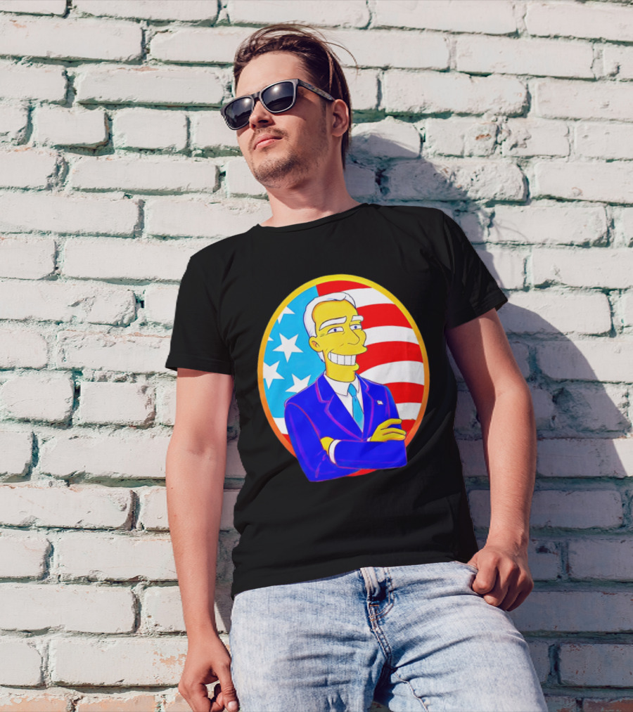 Joe Biden Simpsons Cartoon USA Flag T-Shirt
