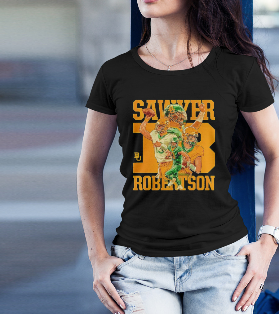Baylor Bears Sawyer Robertson 13 Football Quarterback BU T-Shirt