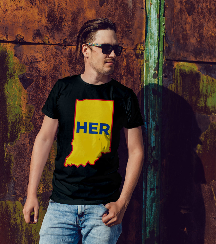 Caitlin Clark Indiana Fever Her State Yellow Map With Blue HER T-Shirt
