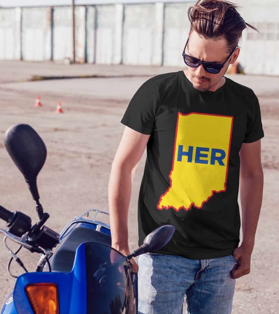 Caitlin Clark Indiana Fever Her State Yellow Map With Blue HER T-Shirt