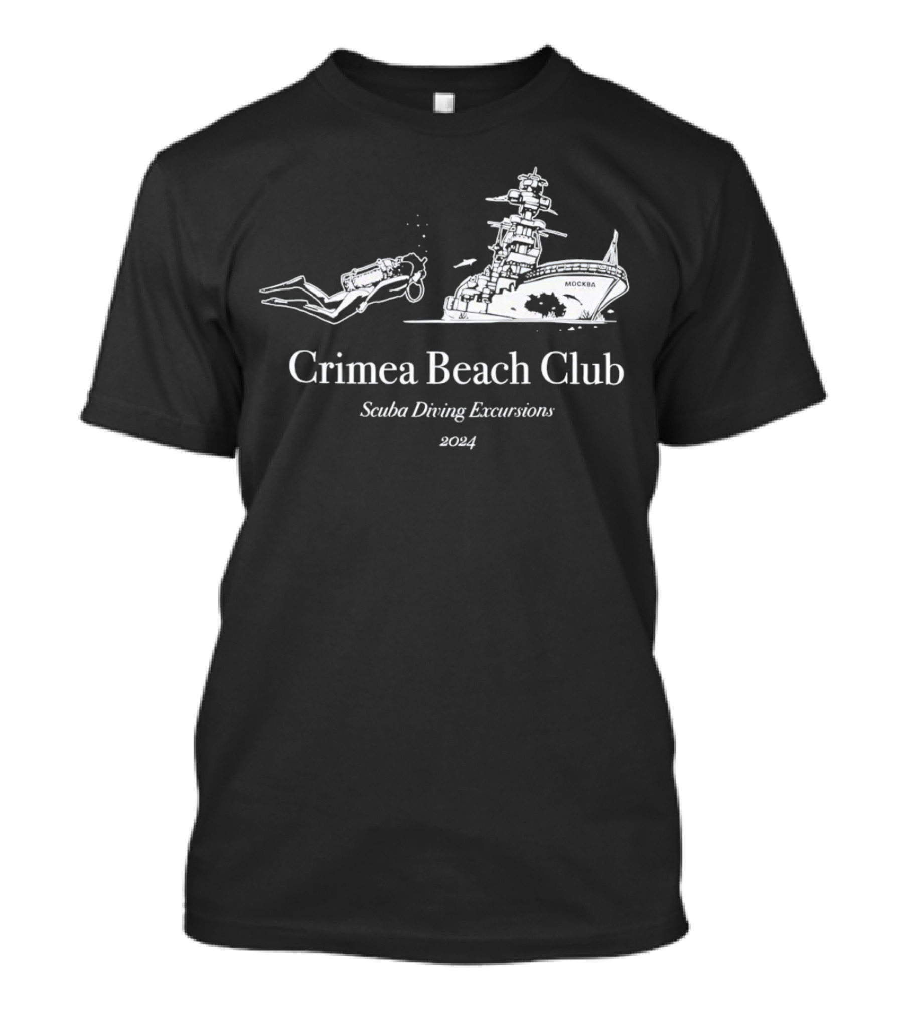 Crimea Beach Club Scuba Diving Excursions 2024 Moskva Shipwreck Adventures T-Shirt
