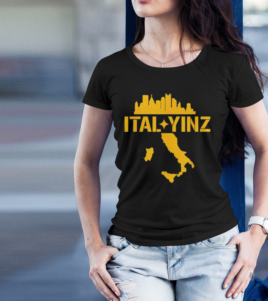 Ital Yinz Pittsburgh Skyline Italy Map T-Shirt