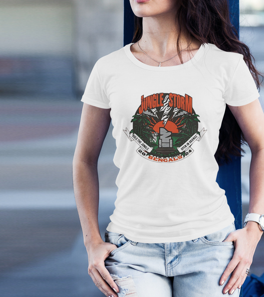 Jungle Storm Rule The Jungle Open In Orange 2024 Bengals T-Shirt