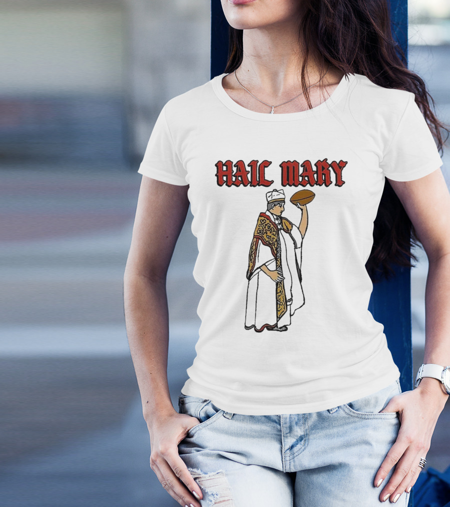 Hail Mary Priest Holding Football T-Shirt