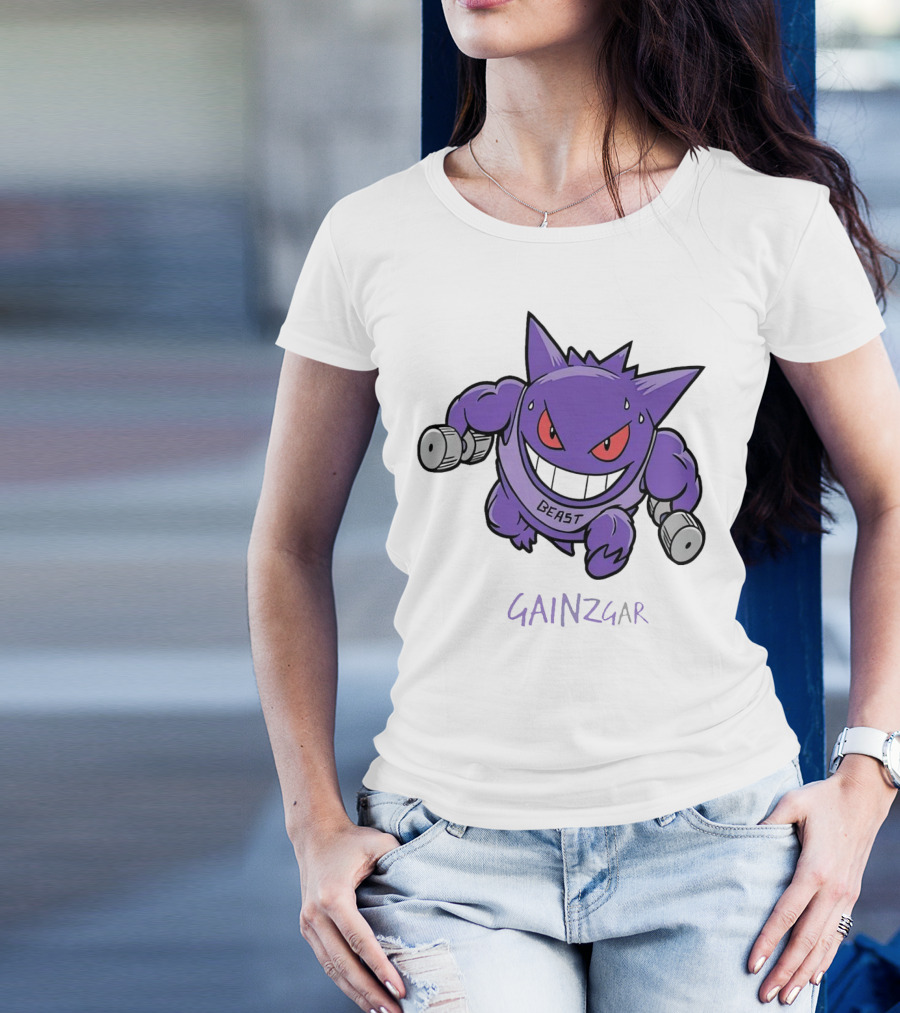 Pokemon Gengar Gainzgar Beast Lifting Dumbbells T-Shirt