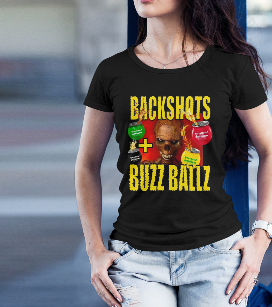 Backshots With Buzz Ballz Fiery Skeleton Combo T-Shirt