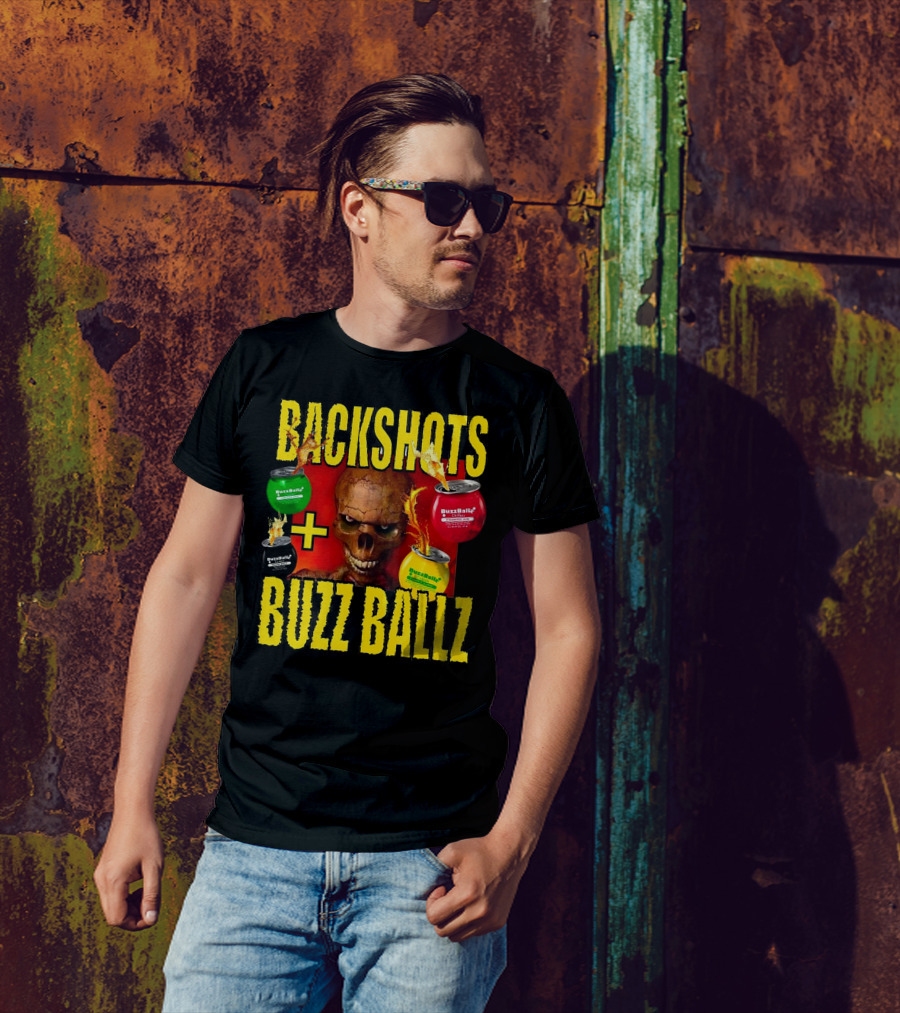 Backshots With Buzz Ballz Fiery Skeleton Combo T-Shirt