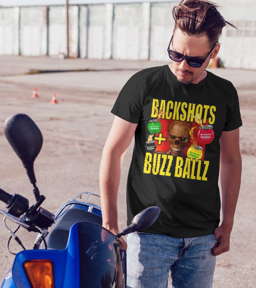 Backshots With Buzz Ballz Fiery Skeleton Combo T-Shirt