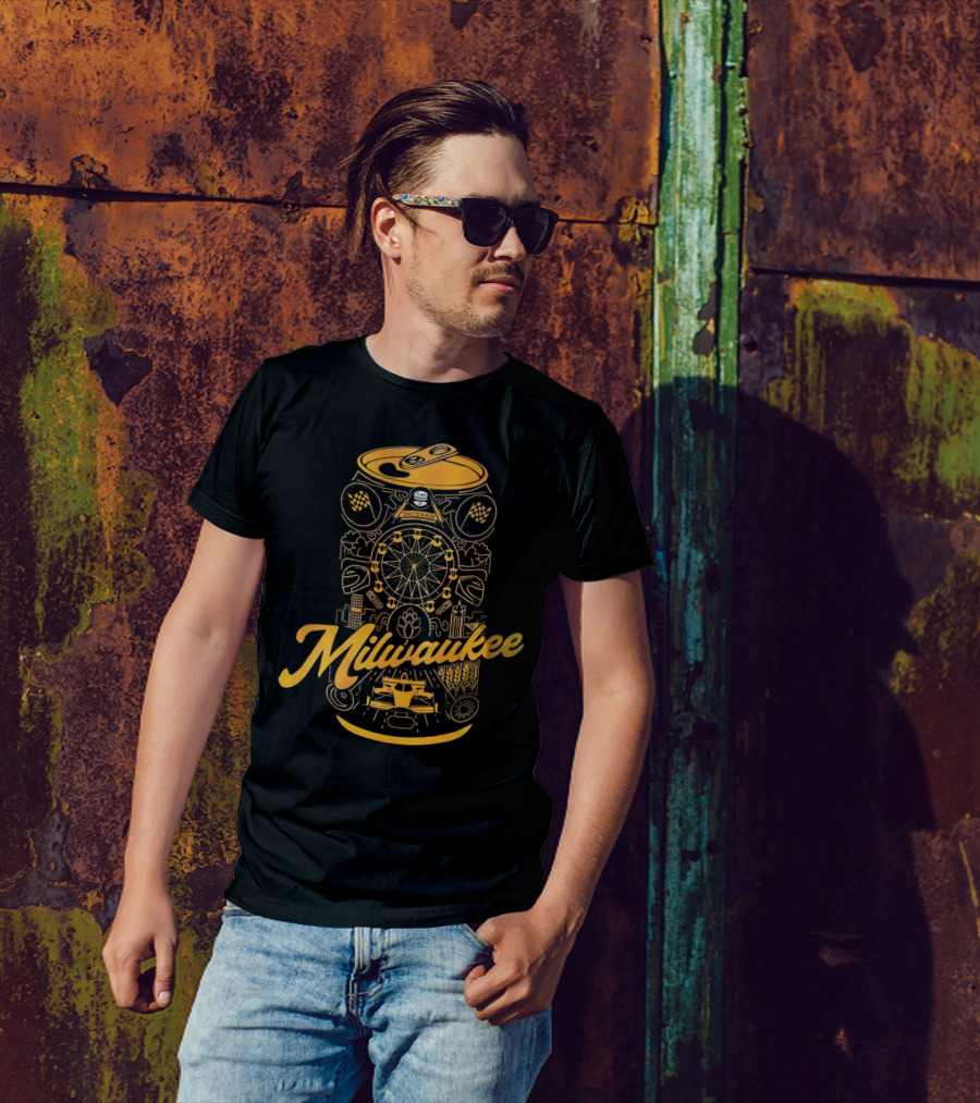 Milwaukee State Fair Park Ferris Wheel And Beer Can T-Shirt