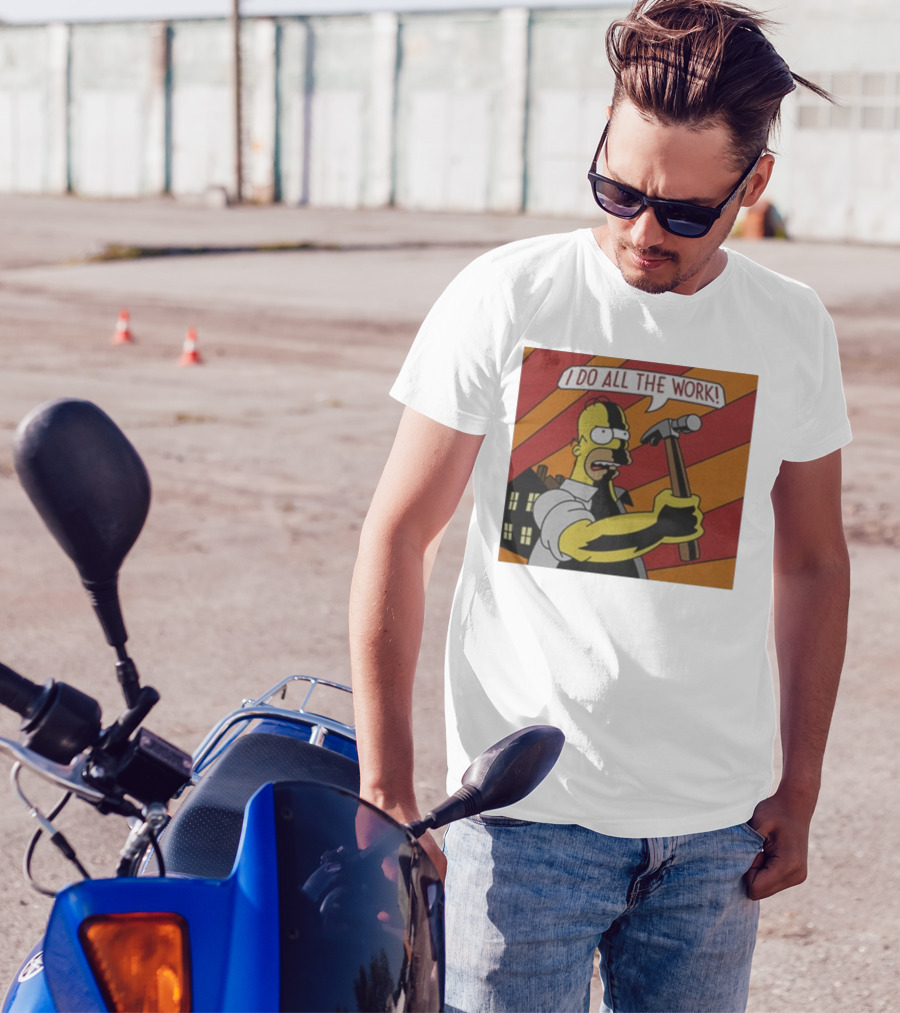 Homer Simpson I Do All The Work Hammer Comic T-Shirt