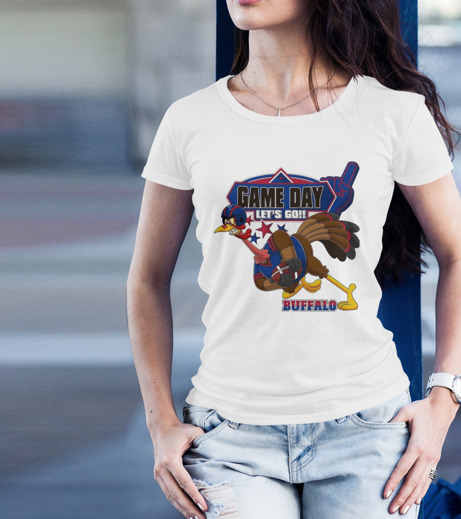 Game Day Let's Go Buffalo Football Turkey Mascot T-Shirt