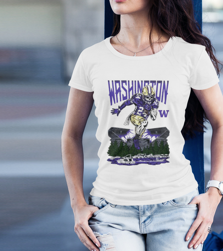 Washington Huskies Dawg Dash Immortal Football Stadium And Boats T-Shirt