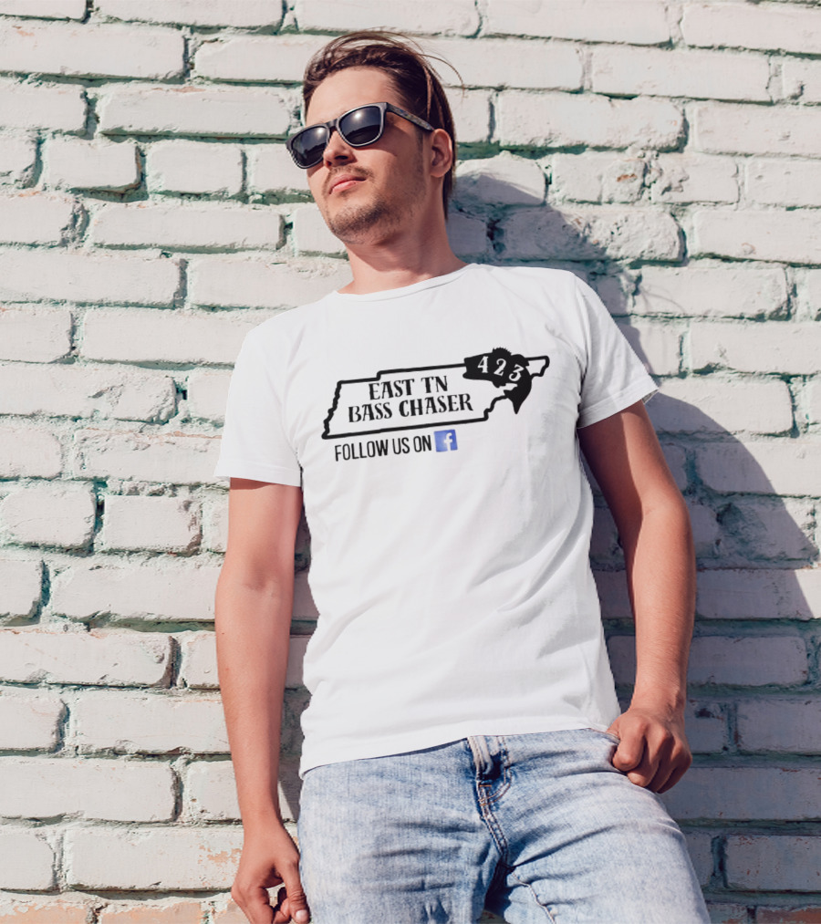 East TN Bass Chaser 423 Follow Us On Facebook T-Shirt