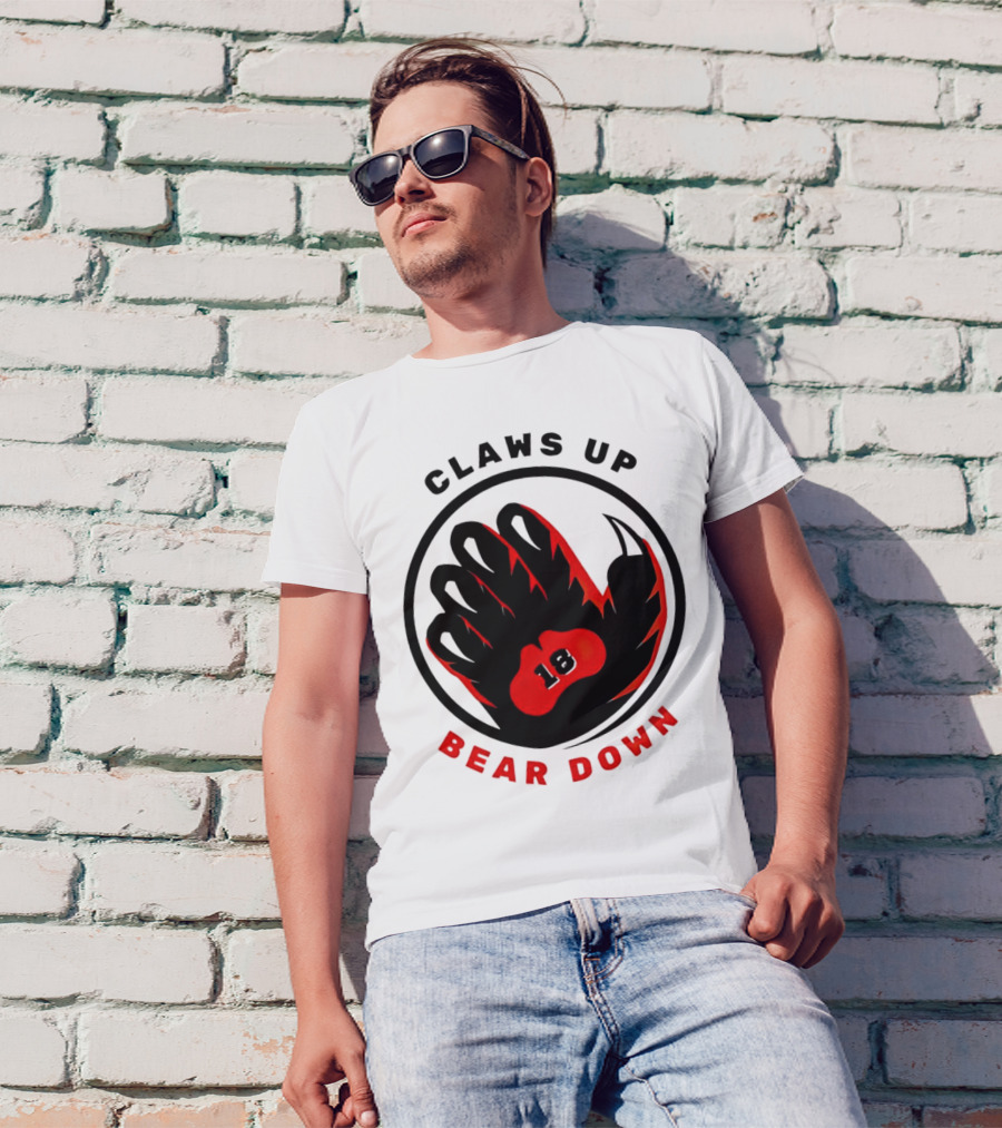 Claws Up Bear Down 18 Caleb Williams Chicago Bears T-Shirt