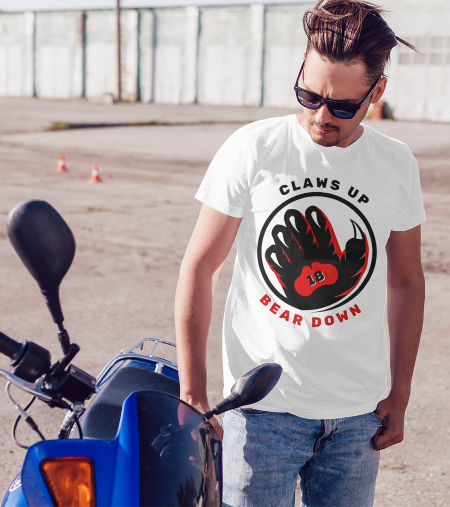 Claws Up Bear Down 18 Caleb Williams Chicago Bears T-Shirt