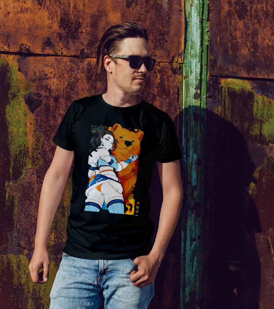 Grizzy X Gsupps Waifu Collab Anime Bear Fire T-Shirt