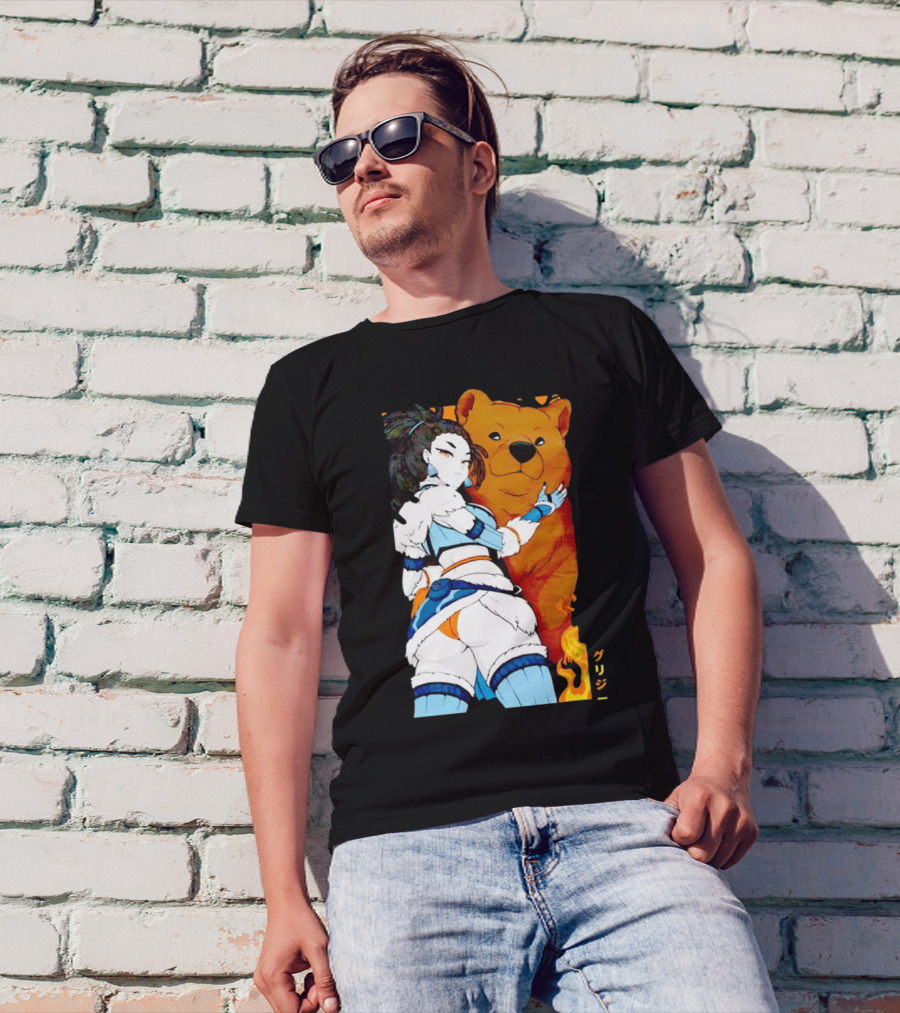 Grizzy X Gsupps Waifu Collab Anime Bear Fire T-Shirt